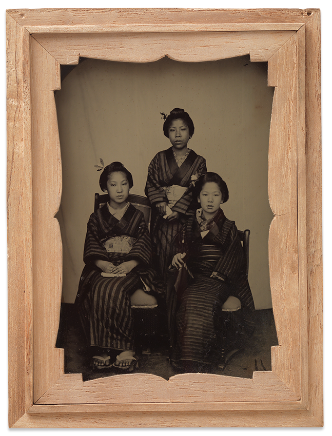 Portrait of three young girls in their finest dress c.1870s