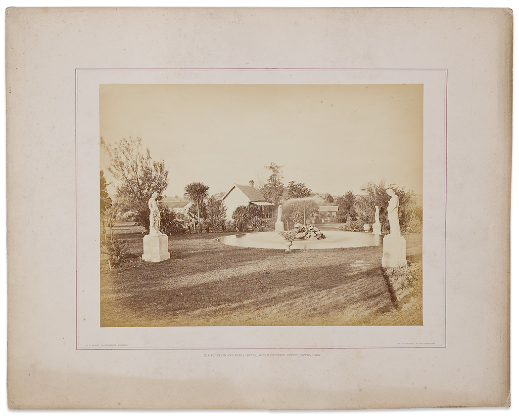 The fountain and terra cottas, Acclimatization Society, Bowen Park  c.1874-79