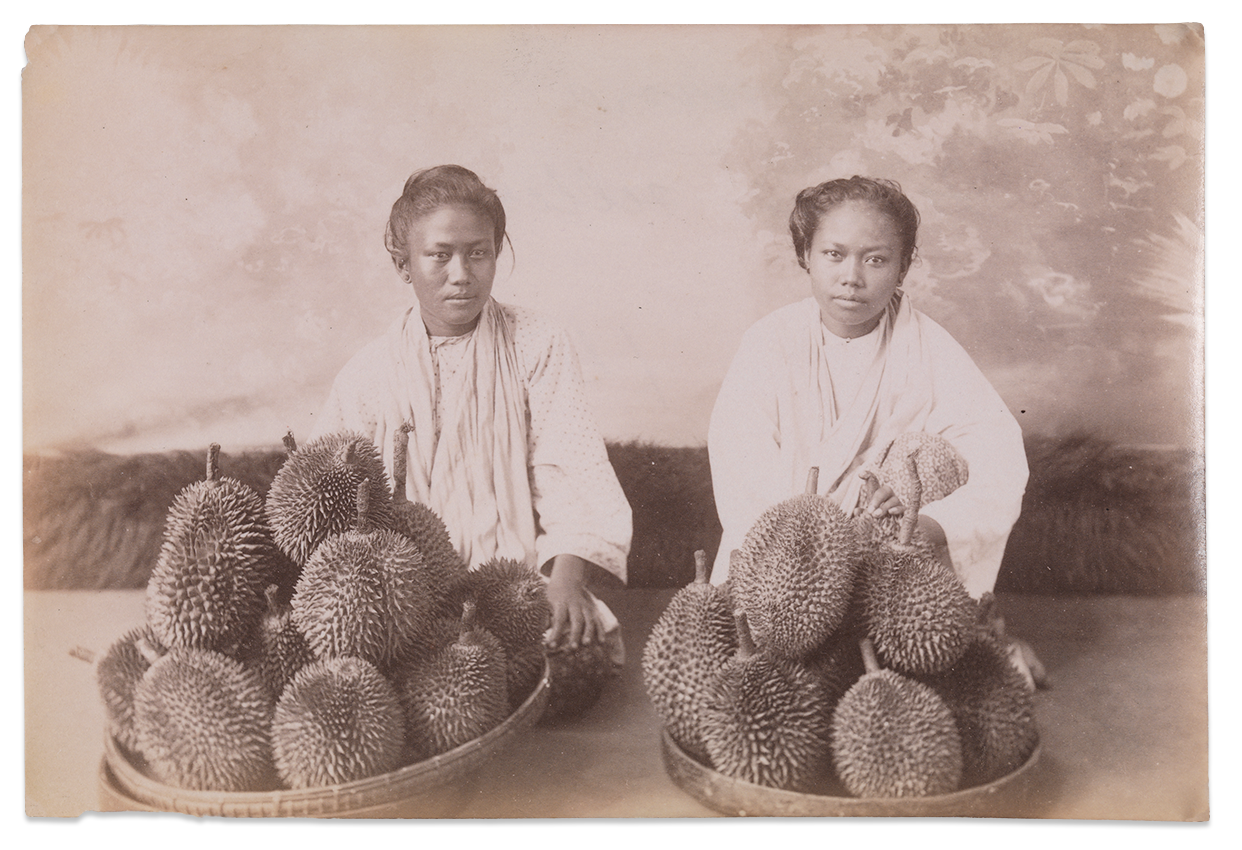 Burma, durian sellers c.1880s