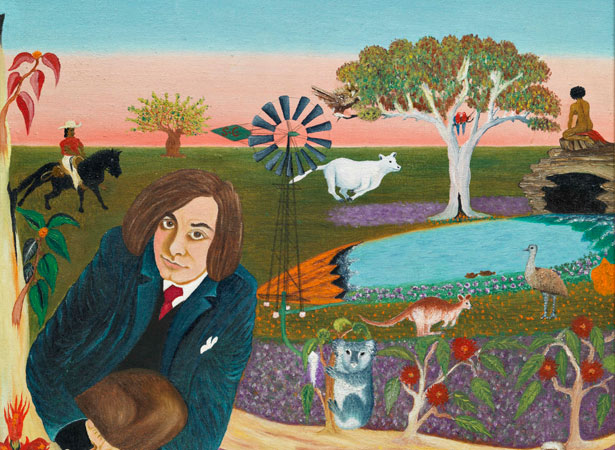 James Fardoulys / Australia (Barry Humphries in Australia) (detail) 1968 / Oil on board / 51 x 44.5cm / Collection: Barry Humphries, Melbourne