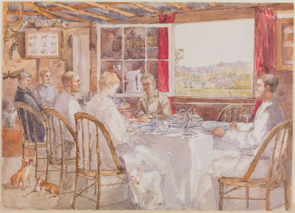 Harriet Jane NEVILLE-ROLFE / England/Australia (1850-1928) / Breakfast, Alpha 1884 / Watercolour over pencil on wove paper / Gift of the artist's son in her memory 1964 / Collection: Queensland Art Gallery